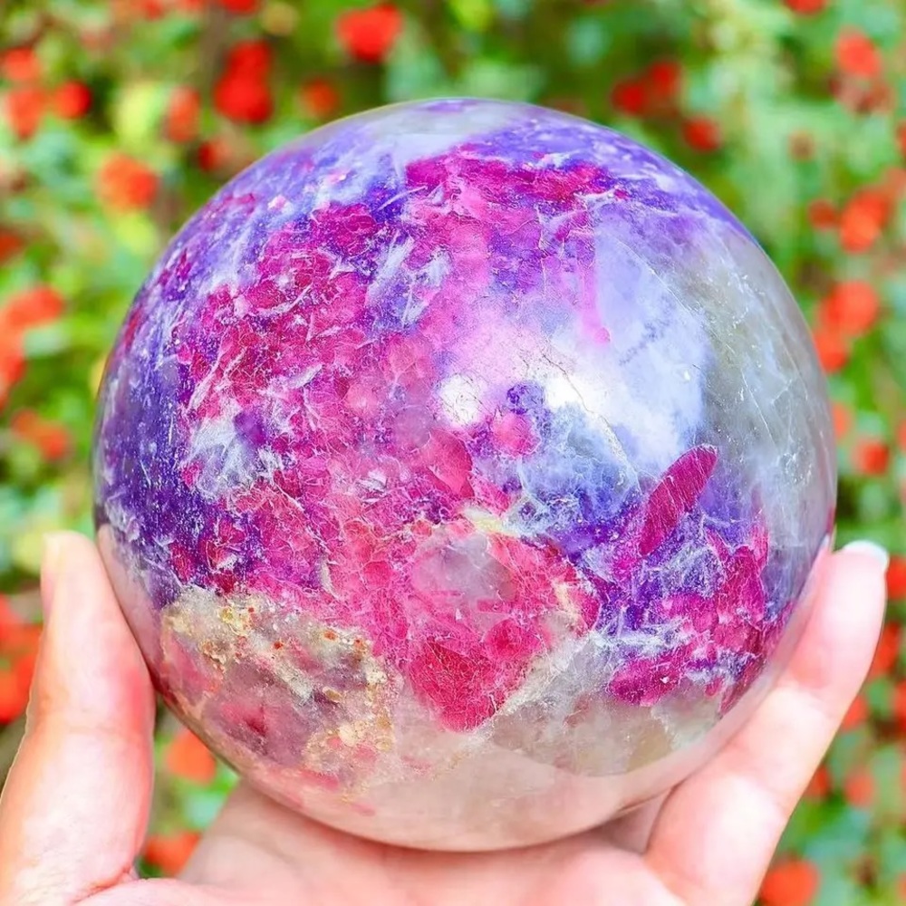 Natural Rock Unicorn Pink Tourmaline Crystal Healing Ball